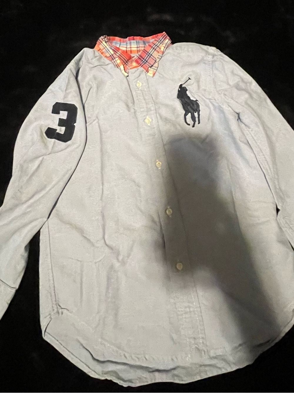 Ralph Lauren Boys Oxford Button-Down Shirt with Plaid Collar